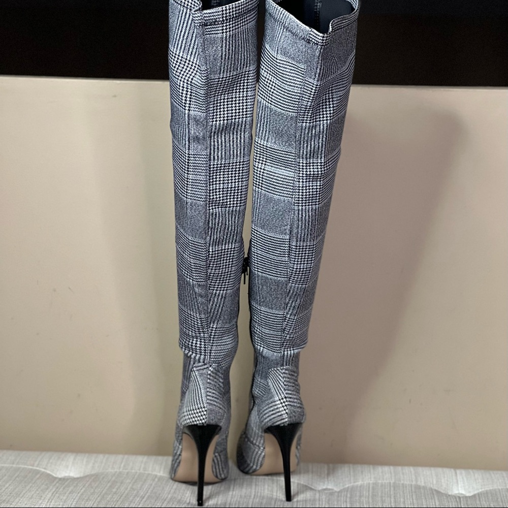 Beth Multi Plaid Pull on Stretch Tall Boots - Picture 5 of 13